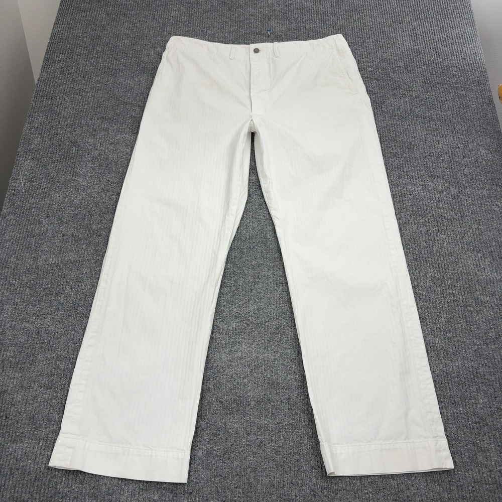 RRL Ralph Lauren Pants Mens 40x33 White Herringbone Twill Military Utility Style